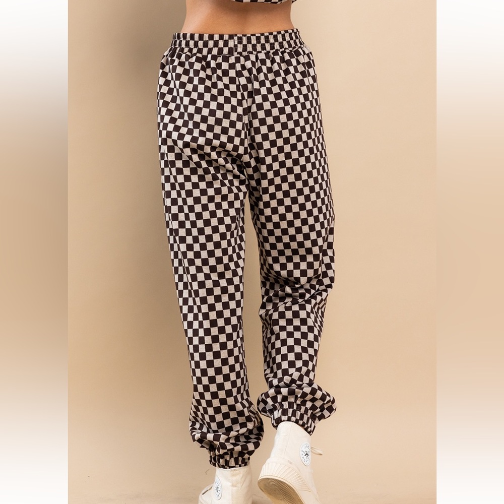 Fabulous Checkerboard Hoodie Top and Jogger Pants Set - Picture 8 of 8